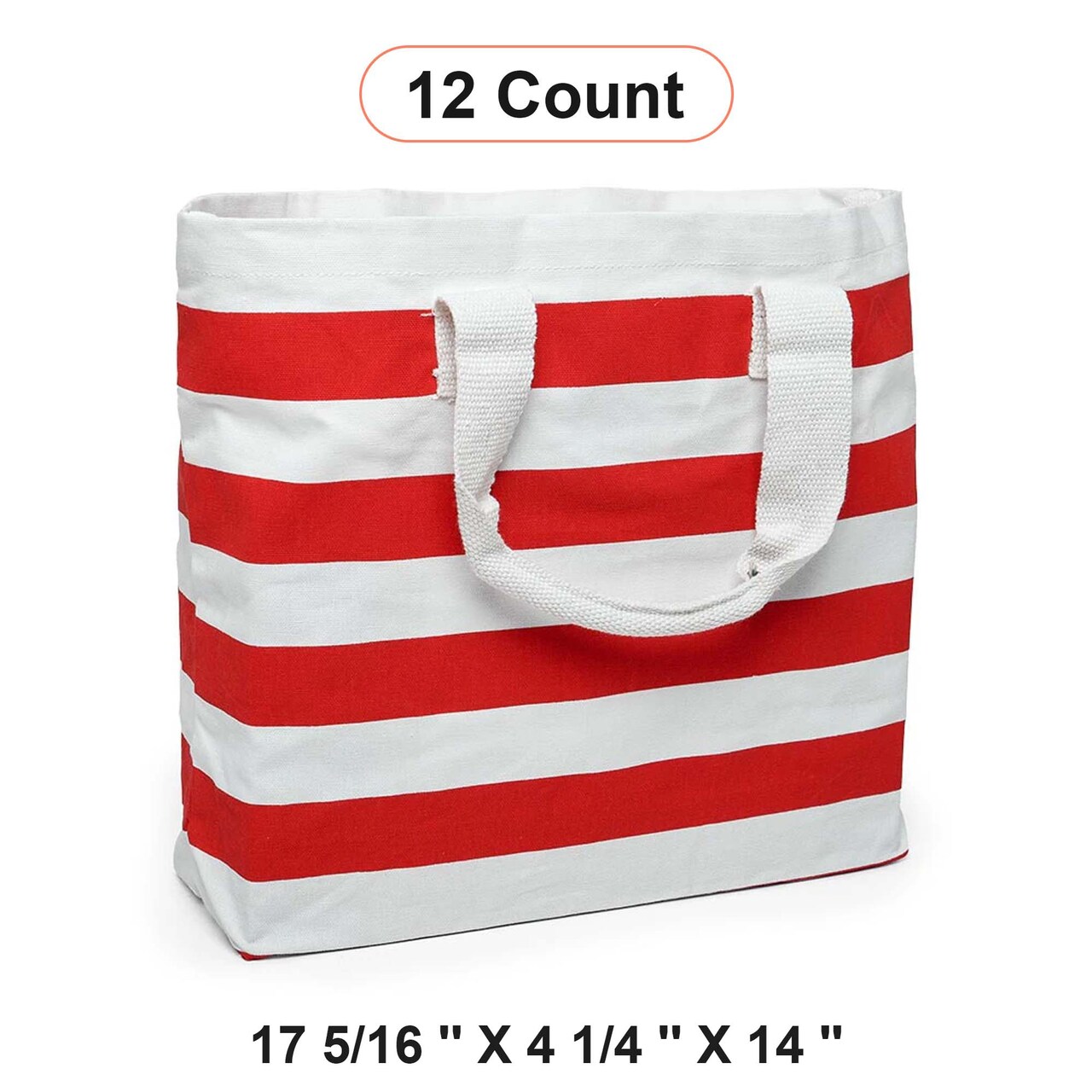 Durable Stripe Canvas Tote 17 5/16 '' x 4 1/4 '' x 14 '' with Spacious Design